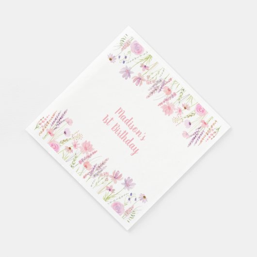 Roze Wildflower Garden Verjaardag Servet (Hoek)