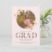 Roze Wildflower Girl High School Afstuderen Aankondiging (Staand voorkant)