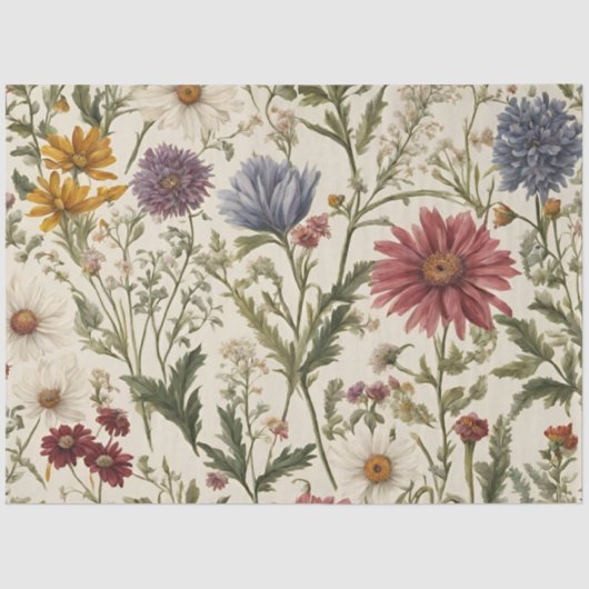  Roze Wildflower Greenery Decoupage Tissuepapier (Voorkant)