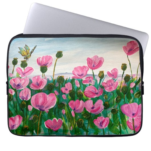 Roze Wildflower Laptop Sleeve (Voorkant)