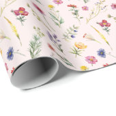 Roze Wildflower Lente Bloemen Cadeaupapier (Rol Hoek)