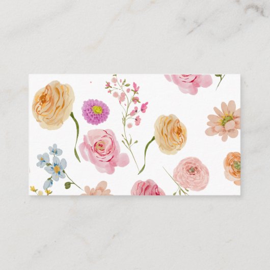 Roze Wildflower Luier Raffle Ticket Informatiekaartje (Achterkant)