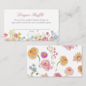 Roze Wildflower Luier Raffle Ticket Informatiekaartje (Voorkant / Achterkant)