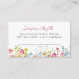 Roze Wildflower Luier Raffle Ticket Informatiekaartje