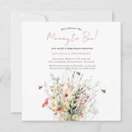 Roze Wildflower Mama To Bee Baby shower Kaart