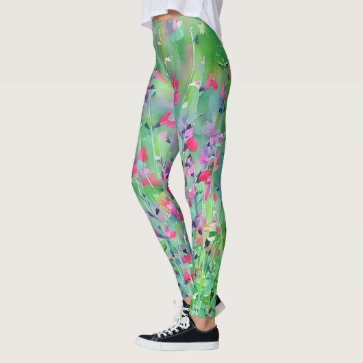 Roze Wildflower Meadow Art Leggings (Links)