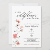 Roze Wildflower Meisje Baby shower Kaart (Voorkant)