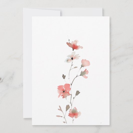 Roze Wildflower Meisje Baby shower Kaart (Achterkant)