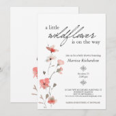 Roze Wildflower Meisje Baby shower Kaart (Voorkant / Achterkant)