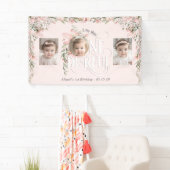 Roze Wildflower Miss Onederful 1st Foto's achtergr Spandoek (Insitu)