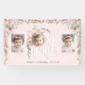 Roze Wildflower Miss Onederful 1st Foto's achtergr Spandoek (Horizontaal)