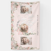 Roze Wildflower Miss Onederful 1st Foto's achtergr Spandoek (Verticaal)