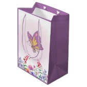 Roze Wildflower Ozful Vlinder en Bijen Medium Cadeauzakje (Achterkant Gekanteld)