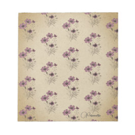 Roze Wildflower Patroon  oud papier Persoonlijk Notitieblok