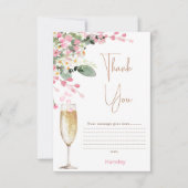 Roze Wildflower Petal Vrijgezellenfeest Dank u kaa Bedankkaart (Voorkant)