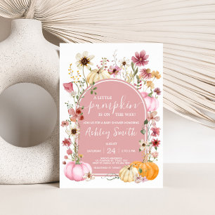Roze Wildflower Pompoen Baby shower Kaart