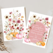 Roze Wildflower Pompoen Baby shower Kaart