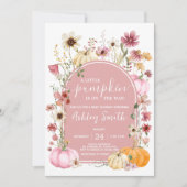 Roze Wildflower Pompoen Baby shower Kaart (Voorkant)