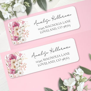 Roze Wildflower Retouradres Etiket