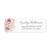 Roze Wildflower Retouradres Etiket (Voorkant)