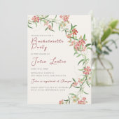Roze Wildflower Roos Spring Bachelorette Party Kaart (Staand voorkant)
