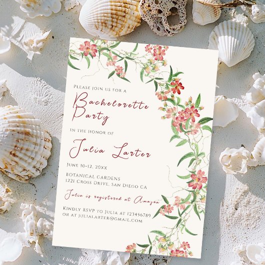 Roze Wildflower Roos Spring Bachelorette Party Kaart