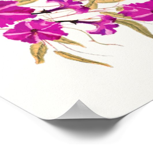 Roze Wildflower Roos Spring Garland Vrijgezellenfe Poster (Hoek)