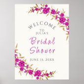 Roze Wildflower Roos Spring Garland Vrijgezellenfe Poster (Voorkant)