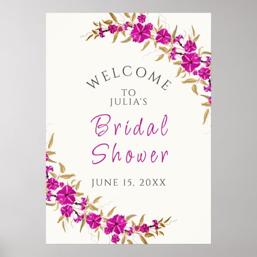 Roze Wildflower Roos Spring Garland Vrijgezellenfe Poster (Voorkant)