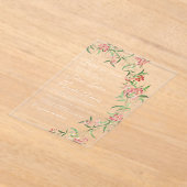 Roze Wildflower Roos Spring Garland Wedding Acryl Uitnodigingen (Laagn)