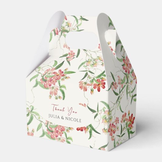Roze Wildflower Roos Spring Garland Wedding Bedankdoosjes (Voorkant Zijde)