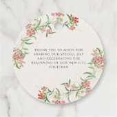 Roze Wildflower Roos Spring Garland Wedding Bedankjes Labels (Achterkant)