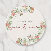 Roze Wildflower Roos Spring Garland Wedding Bedankjes Labels (Voorkant)