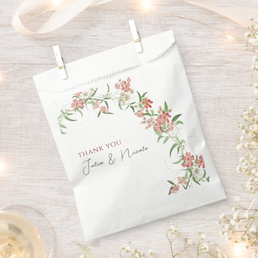 Roze Wildflower Roos Spring Garland Wedding Bedankzakje (Geknipt)