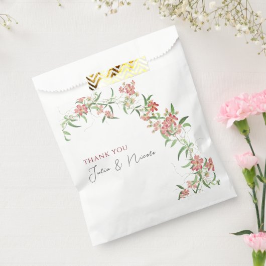 Roze Wildflower Roos Spring Garland Wedding Bedankzakje (Gezegeld)