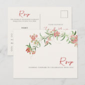 Roze Wildflower Roos Spring Garland Wedding Briefkaart (Voorkant / Achterkant)
