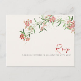 Roze Wildflower Roos Spring Garland Wedding Briefkaart