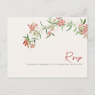 Roze Wildflower Roos Spring Garland Wedding Briefkaart