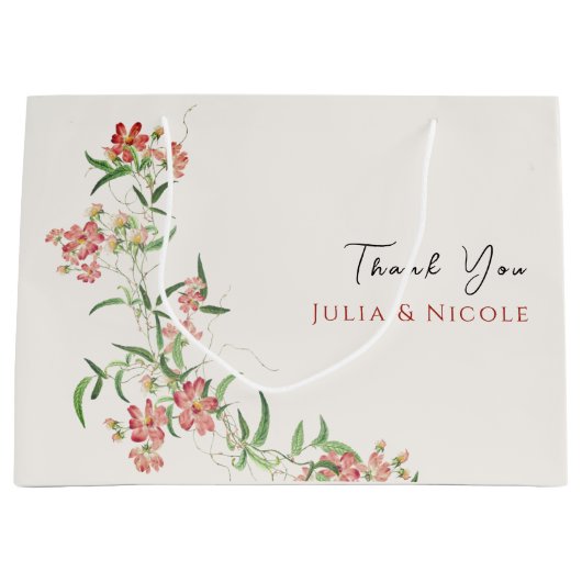 Roze Wildflower Roos Spring Garland Wedding Groot Cadeauzakje (Voorkant)