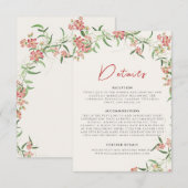 Roze Wildflower Roos Spring Garland Wedding Informatiekaartje (Voorkant / Achterkant)