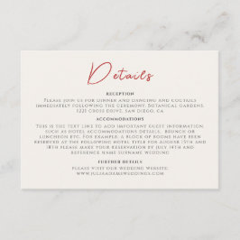 Roze Wildflower Roos Spring Garland Wedding Informatiekaartje