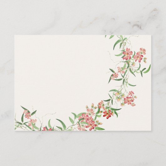 Roze Wildflower Roos Spring Garland Wedding Informatiekaartje (Achterkant)