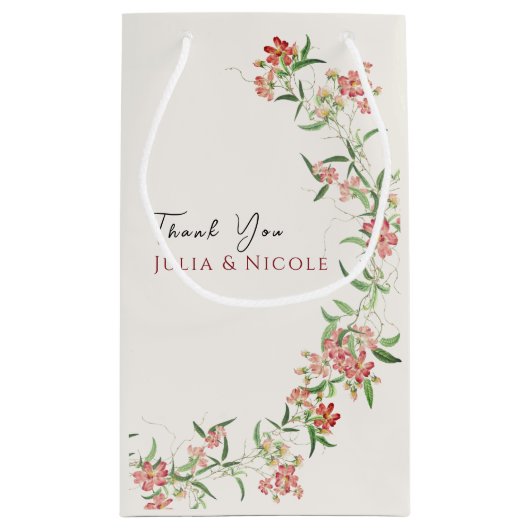 Roze Wildflower Roos Spring Garland Wedding Klein Cadeauzakje (Achterkant)