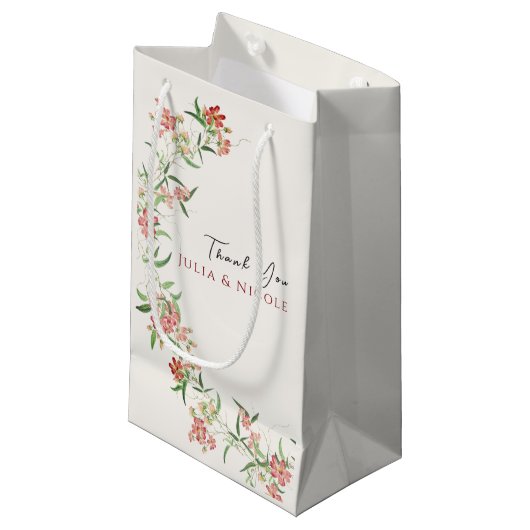Roze Wildflower Roos Spring Garland Wedding Klein Cadeauzakje (Voorkant Gekanteld)