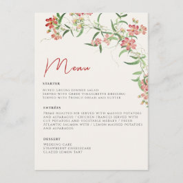 Roze Wildflower Roos Spring Garland Wedding Menu