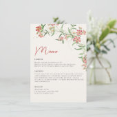 Roze Wildflower Roos Spring Garland Wedding Menu (Staand voorkant)