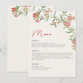 Roze Wildflower Roos Spring Garland Wedding Menu (Voorkant / Achterkant)