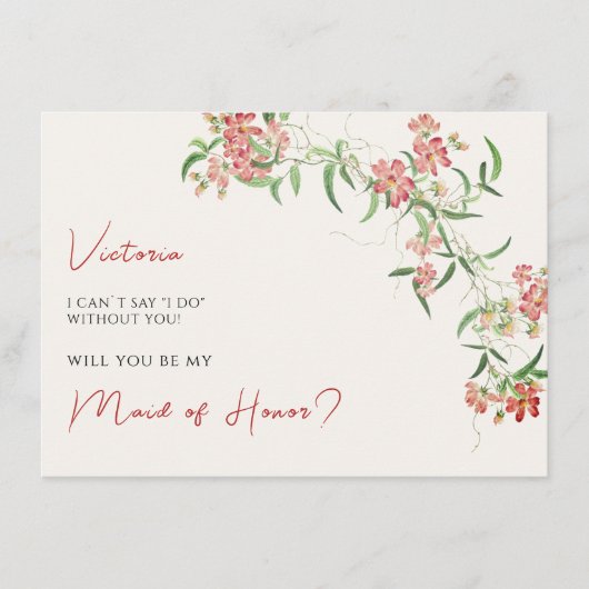 Roze Wildflower Roos Spring Garland Wedding Menu (Voorkant)