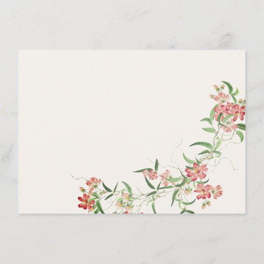 Roze Wildflower Roos Spring Garland Wedding Menu (Achterkant)
