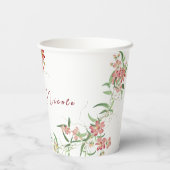 Roze Wildflower Roos Spring Garland Wedding Papieren Bekers (Achterkant)